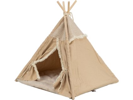 Teepee BOHO s polštářem, 55 x 65 x 55 cm, bavlna, béžová