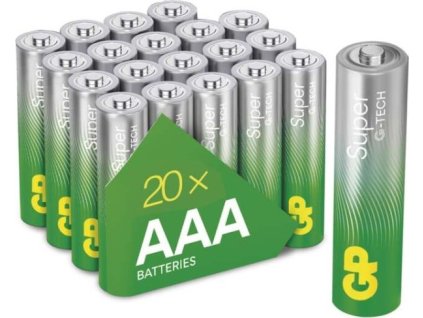 Alkalická baterie GP Super Alkaline AAA (LR03), 20 ks