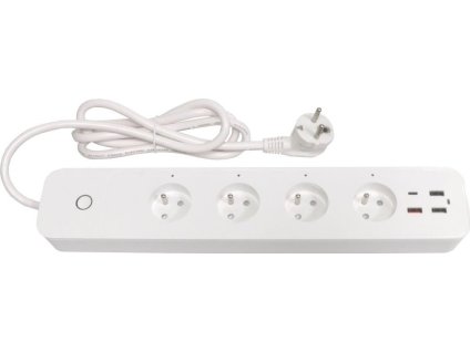 IMMAX NEO LITE SMART chytrý prodlužovací přívod/ 4x FR zásuvka/ 3x USB/ 1x USB-C/ Power delivery/ Wi-Fi/ bílý/ TUYA