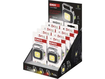 Nabíjecí mini LED svítilna – přívěšek, 750 lm, 10 ks, display box