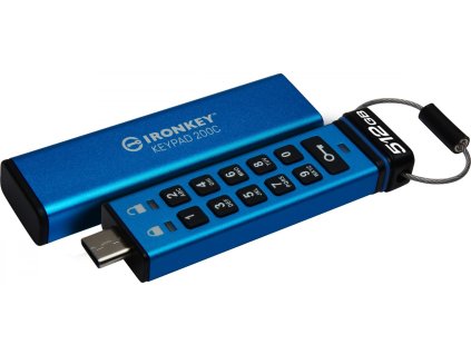 Kingston IronKey Keypad 200C/512GB/USB 3.2/USB-C/Modrá