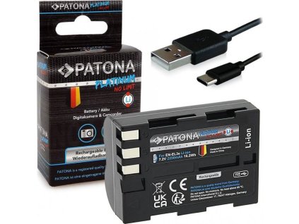 PATONA baterie pro foto Nikon EN-EL3E 2250mAh Li-Ion Platinum USB-C nabíjení