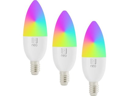 IMMAX NEO LITE SMART sada 3x žárovka LED E14 6W RGB+CCT, stmívatelná, Wi-Fi, Beacon, DO, TUYA