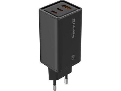 COLORWAY 1x USB a 2x USB-C/ turbo síťová nabíječka/ 65W/ 100V-240V/ Černá