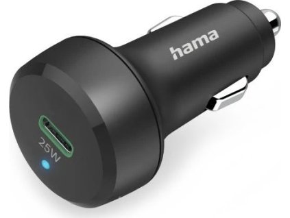 HAMA set: rychlá USB nabíječka do vozidla USB-C PD/QC 25 W + kabel USB C-C 1 m