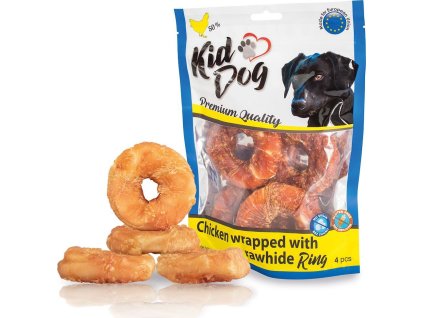 KIDDOG kuřecí masíčko na buvolím 9 cm kroužku (4 ks/bal.)