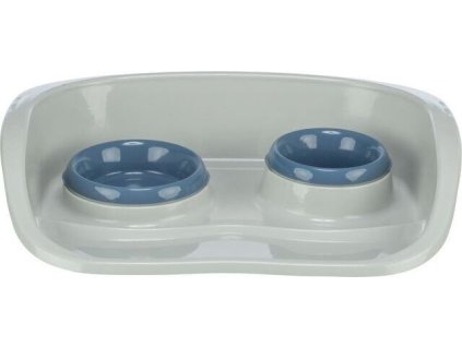 Plastový bar se 2 miskami (0,25 l/ 9cm a 0,3 l/11cm), 46x11x30 cm, šedá/různé