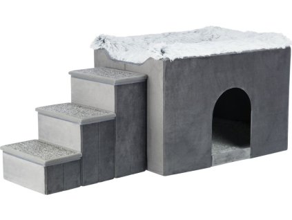 Interiérová boudička HARVEY se schůdky 119x47×50 cm, úložný prostor, šedá