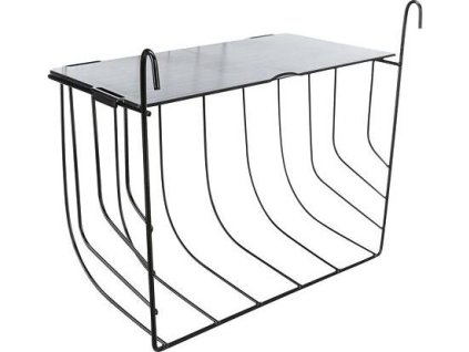 Jesle na seno s víkem, k zavěšení, lakovaný kov, černá