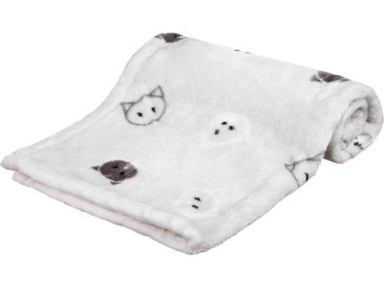 Plyšová deka MIMI, 70 x 50 cm, motiv kočičí hlavy, šedá