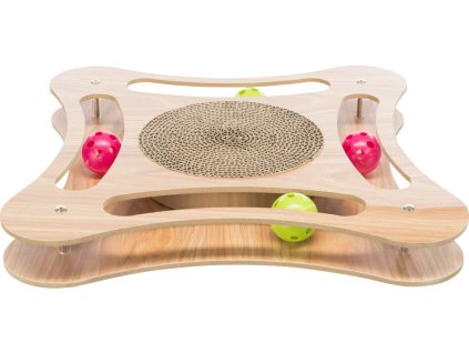 Škrábadlo v dřevěném rámu, s hračkami,  35 × 4 × 35 cm