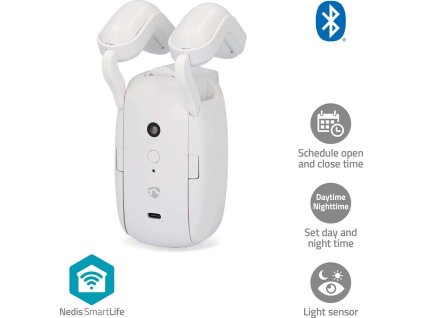 SmartLife Robot se Záclonou | Tyčová Kolejnice | Závěsy | Napájení z baterie / Napájení z USB | 4000 mAh | Bluetooth® | Bílá