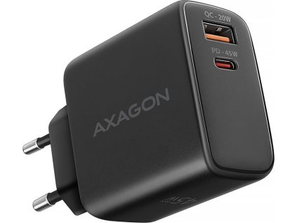 AXAGON nabíječka do sítě / ACU-PQ45/ 1x USB-C / 1x USB-A / PD3.0/QC4+/PPS/SFC2.0/AFC/SCP/Apple / 45W / černá