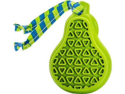 Dentální hračka hruška přírodní guma pro štěňata s látkovým střapcem 9 cm HipHop Dog