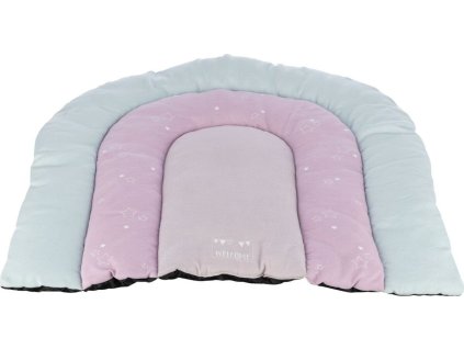 JUNIOR patchwork polštář DUHA, 68 x 62 cm, mátová/lila, růžová, velur