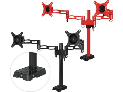 ARCTIC Z2 red - dual monitor arm with USB Hub inte