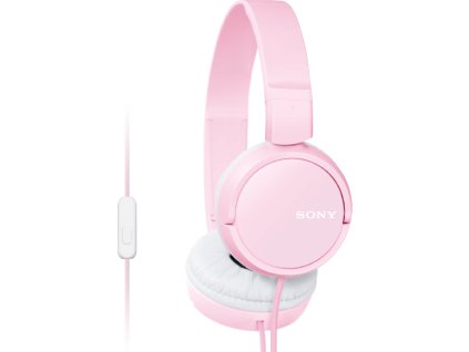 SONY headset náhlavní MDRZX110AP/ sluchátka drátová + mikrofon/ 3,5mm jack/ citlivost 98 dB/mW/ růžová