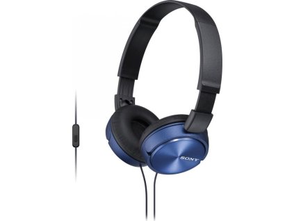 SONY headset náhlavní MDRZX310APL/ sluchátka drátová + mikrofon/ 3,5mm jack/ citlivost 98 dB/mW/ modrá