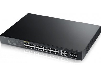 Zyxel GS1920-24HPv2 28-port Gigabit WebManaged PoE Switch, 24x gigabit RJ45, 4x gigabit RJ45/SFP, 802.3at, 375W pro PoE