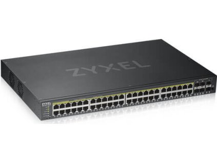 Zyxel GS1920-48HPV2   52-port Gigabit WebManaged PoE Switch, 48x gigabit RJ45, 4x gigabit RJ45/SFP, 2x SFP, 375W pro PoE