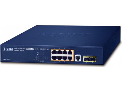 Planet GS-4210-8P2S L2 switch, 8x1Gb, 2x 1Gb SFP, 8x PoE 802.3at 120W, QoS