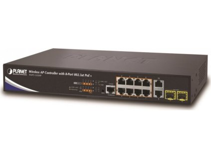 Planet WAPC-1232HP, WLAN kontrolér pro 32x AP, 10x LAN/8x POE, 2x SFP, Web/SNMP, L2/L3, VLAN, ACL, IGMP