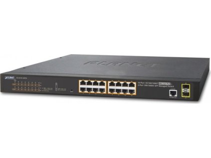 Planet GS-4210-16P2S L2 switch, 16x1Gb, 2x1Gb SFP, 16x PoE 802.3at 220W