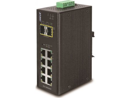 Planet IGS-10020MT průmyslový L3 switch, 8x1Gb, 2x2.5Gb SFP, dual 12-48V DC, -40~75°C, IP30