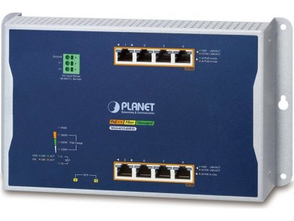 Planet WGS-4215-8HP2S plochý L4 switch, 8x1Gb, 2x1Gb SFP, 4+4 PoE 802.3at/bt 360W, 48-56VDC, -40~75°C, IP30, fanless
