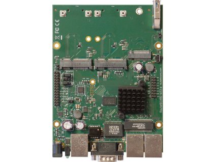 MikroTik RouterBOARD RBM33G 256MB RAM, dual 880 MHz, 2x miniPCI-e, 1x M.2 slot, 2x SIM slot, 3x GbE, L4