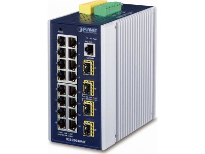 Planet IGS-20040MT L3 switch, 16x1Gb, 4x1Gb SFP, 9-48VDC, -40~75°C, IP30