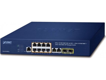 Planet GS-4210-8P2C L2 switch, 10x1Gb, 2x1Gb SFP, 8x PoE 802.3at 120W, QoS