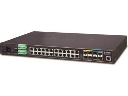 Planet IGS-6325-20T4C4X průmyslový L3 switch, 20x1Gb, 4x1Gb SFP, 4x10Gb SFP+, 2x power-in, -40~75°C, IP30, fanless