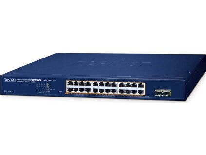 Planet GS-2210-24P2S WEBsmart L2 switch, 24x1Gb, 2x1Gb SFP, 24x PoE 802.3at 260W, QoS