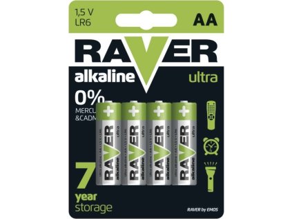 Alkalická baterie RAVER AA (LR6), 4 ks
