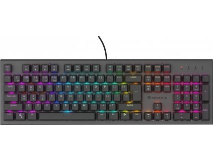 GENESIS mechanická herní klávesnice THOR 303/RGB/Outemu Red/Drátová USB/US layout/Černá