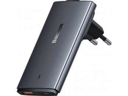 Baseus GAN5 Pro Ultratenký rychlonabíjecí adaptér USB-C + USB-A 65W šedá