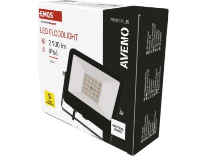 LED reflektor AVENO 20W, černý, neutrální bílá