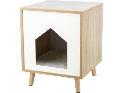 Dřevěná boudička ISA na nožkách 40 x 50 x 40 cm, světlehnědá/bílá