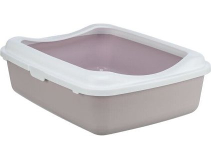 CLASSIC toaleta pro kočky, s okrajem, 37 x 15 x 47 cm, světlá lila/bílá