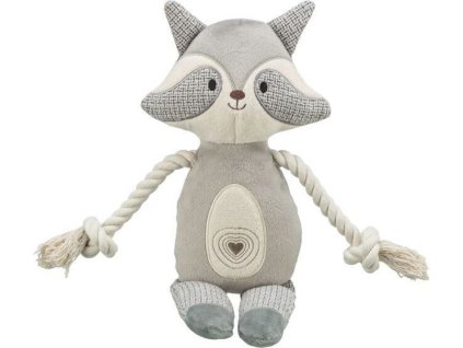Mýval s lanem, hračka se zvukem, 33 cm, plyš/tkanina/lano