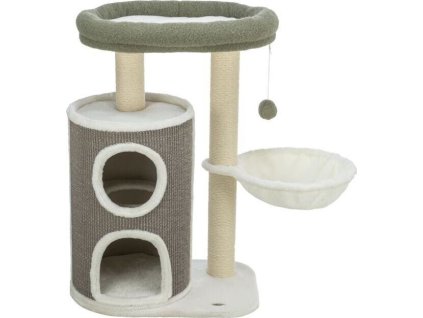 Škrabadlo DANTE, 86 cm, válcová kukaň, 2 lůžka, míček, bílá/khaki/šedá