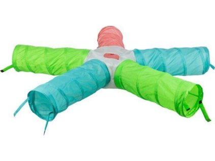 Hrací tunel HVĚZDA pro králíčky, morčata, 5 × o 18 cm/47 cm, 6 východů, polyester