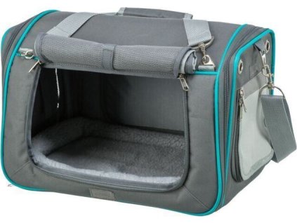 Transportní taška VICKY, 40 x 27 x 28 cm, do 5 kg, šedá/tyrkysová
