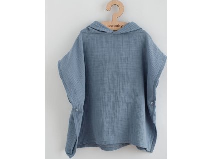 Dětské mušelínové pončo New Baby Feeling modrá 50 cm S