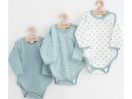 Kojenecké celorozepínací body New Baby Classic II Uni 3ks mátové 62 (3-6m)