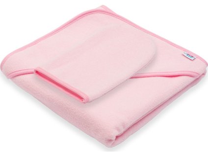 Dětská froté osuška s kapucí New Baby BASIC 80x80 ružová