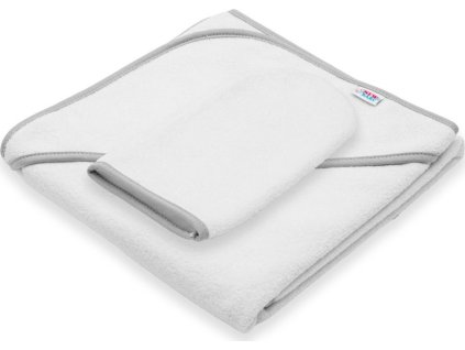 Dětská froté osuška s kapucí New Baby BASIC 80x80 bílo-šedá