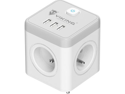 Síťový adaptér Viking ACT43S/Output:4xAC,3xUSB-A/Tlačítko ON/OFF