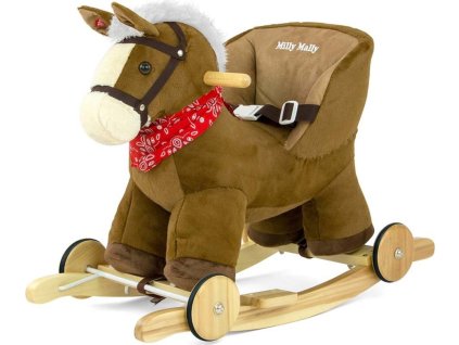 Houpací koník s melodií a kolečky Milly Mally Polly hnědý